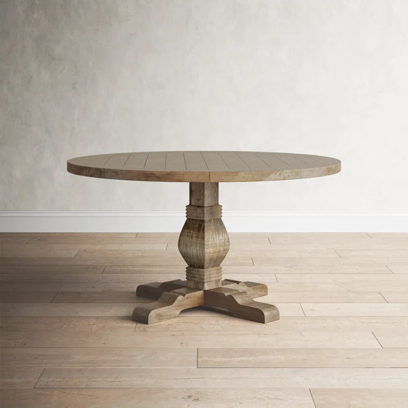 Desert Gray Kinston 55'' Pine Solid Wood Pedestal Dining Table | Wayfair North America