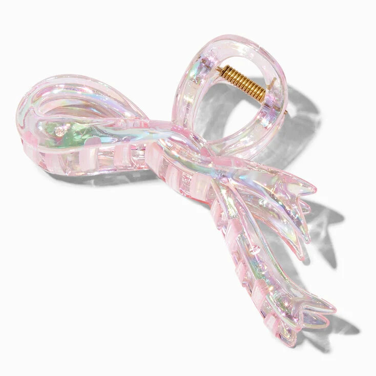 Pink Clear Bow Hair Claw | Claire's (UK)