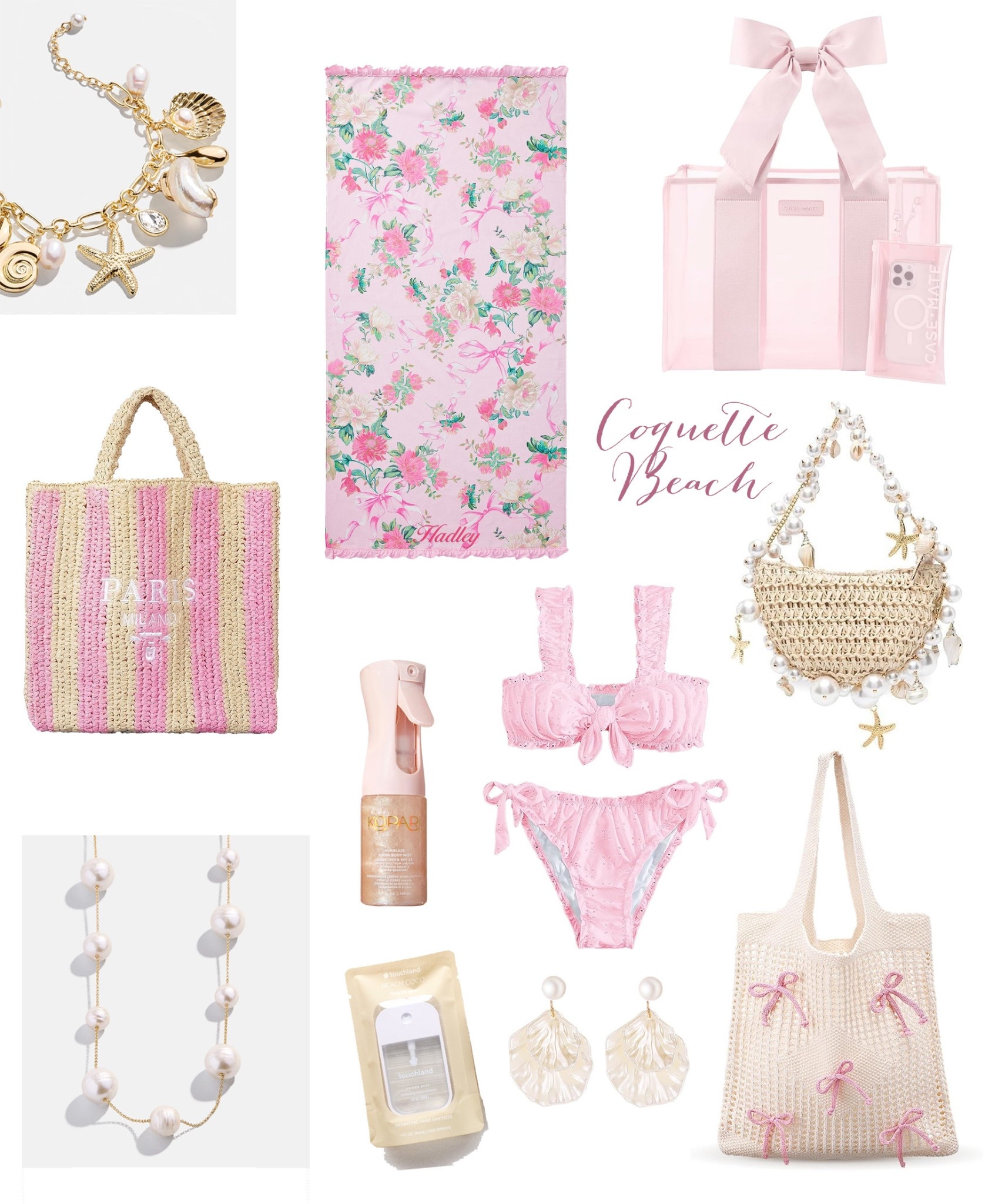 pink and pearl beach accessories 