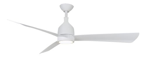 Lake Shore 52-Inch Integrated LED Uncovered Outdoor Ceiling Fan with Light and Remote - White with 3 Flat White Blades by Minka Ceiling Fan Co. | Amazon (US)