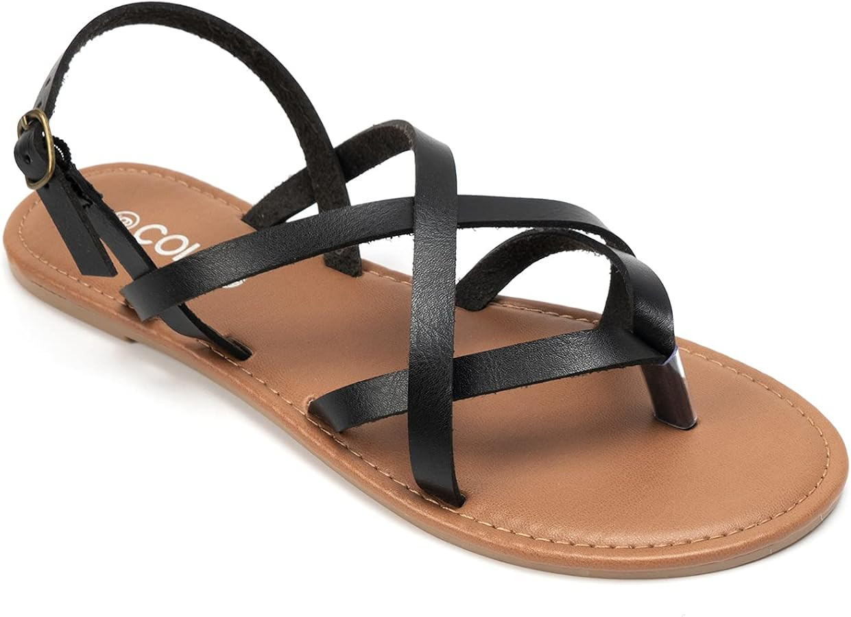 Amazon.com | Colgo Women's Summer Strappy Flat Sandals, Adjustable Casual Fisherman Sandal with O... | Amazon (US)