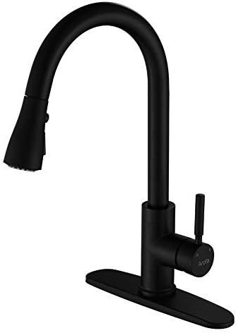 Pull Down Kitchen Sink Faucet -Arofa A02BY Contemporary Matte Black Single Handle Gooseneck Stain... | Amazon (US)