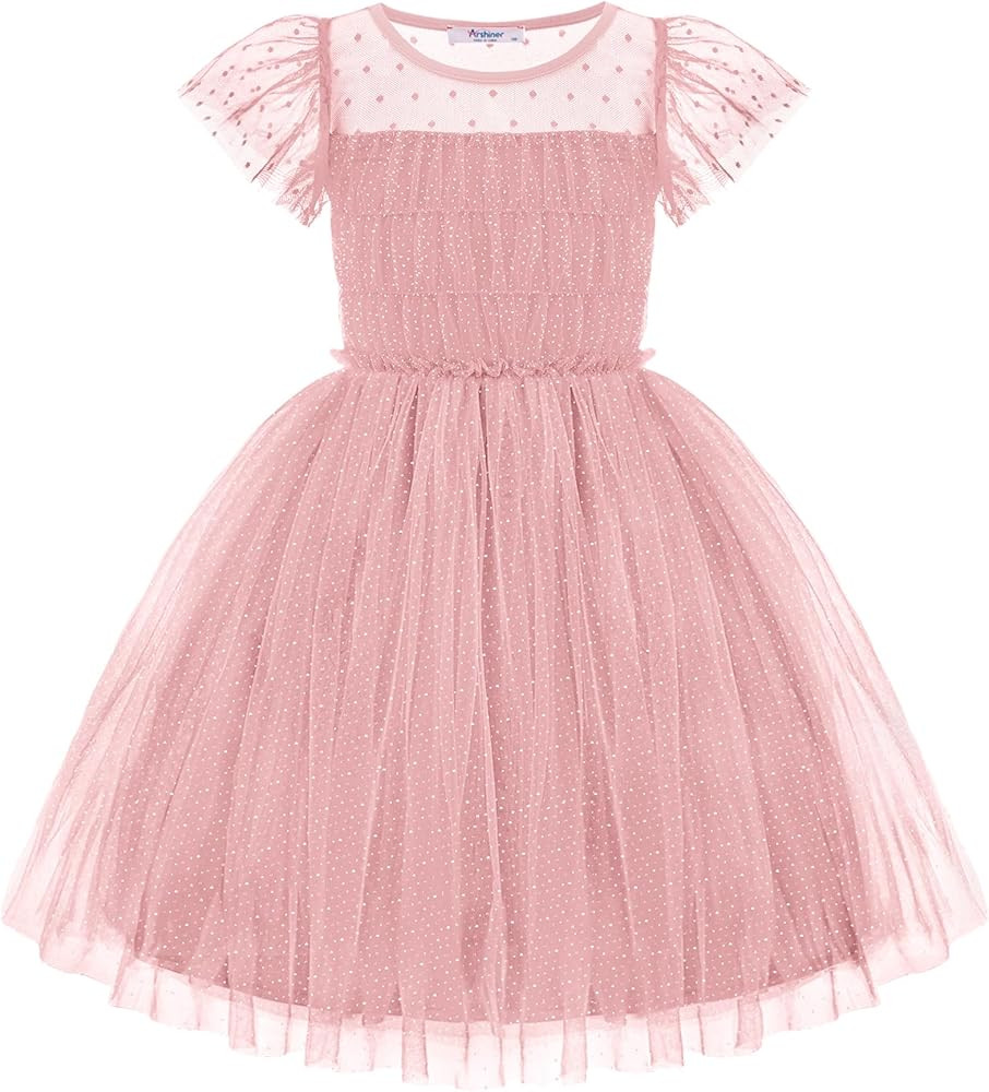Arshiner Little Girl Dresses Contrast Mesh Ruffle Sleeve Birthday Holiday Princess Toddler Tulle ... | Amazon (US)