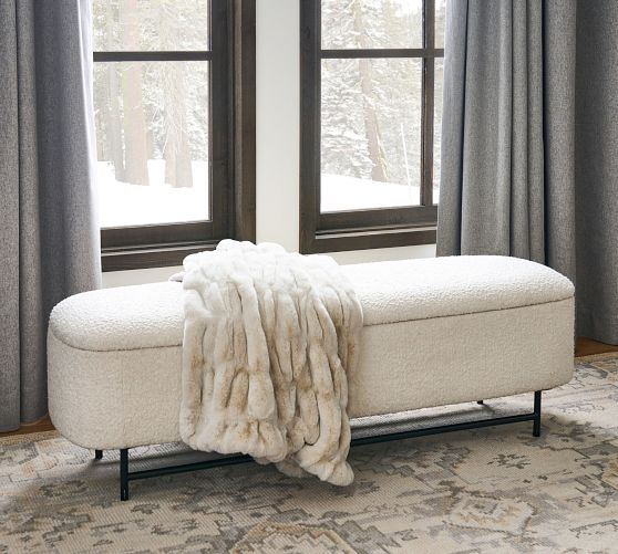 Faux Fur Ruched Throws | Pottery Barn (US)