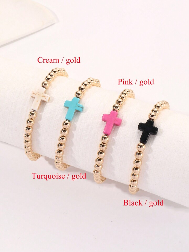 Cross Decor Beaded Bracelet | SHEIN