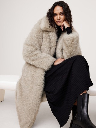 Faux Fur Long Coat | Banana Republic (US)