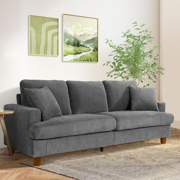 87" Corduroy Sofa,3 Seater Sofa Extra Deep Seats,Neche Comfy Upholstered Couch for Living Room,2 ... | Walmart (US)