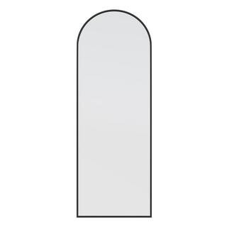 24 in. x 67 in. Arch Leaner Dressing Stainless Steel Framed Wall Mirror in Black | The Home Depot
