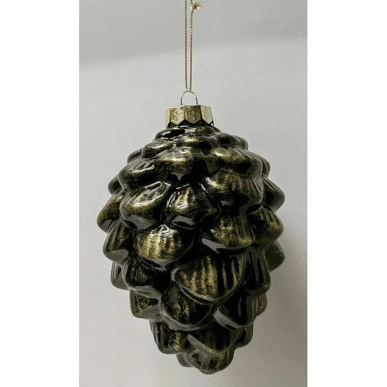Christmas Set of 6 Brown Color Pinecone Glass Hanging Ornament, 1.01 lbs, by Holiday Time | Walmart (US)