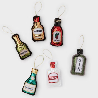 6pc Sequined Fabric Liquor Bottle Christmas Tree Ornament Set - Wondershop™ | Target