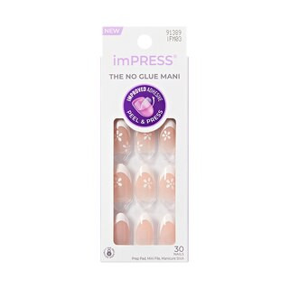 Impress Press-On Manicure, Fearless (White Floral French) | CVS Health