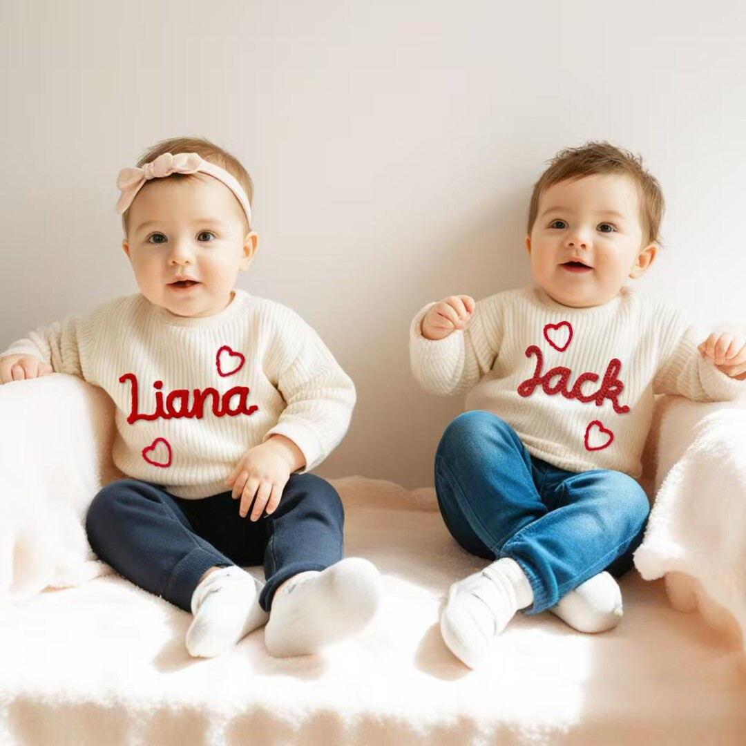 Personalized Baby Heart Sweaterembroidered Name Baby Heart Sweatshirtcustom Baby's First Valentin... | Etsy (US)