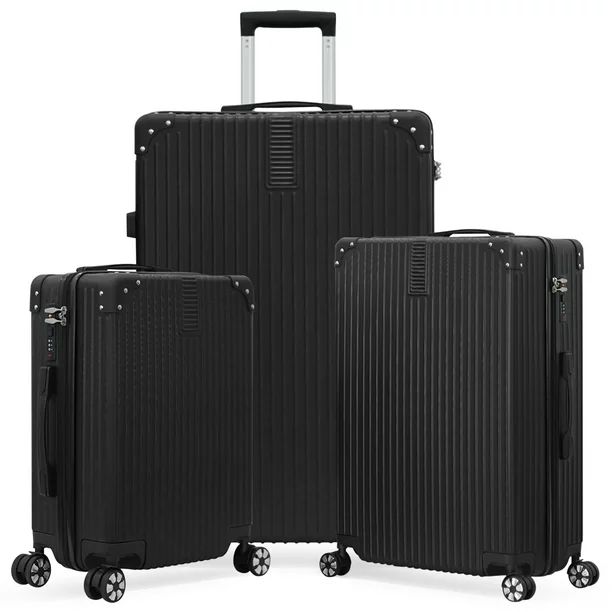 ABQ Deluxe Field Hardside Luggage 3-Piece Set with Spinner - Charcoal | Walmart (US)