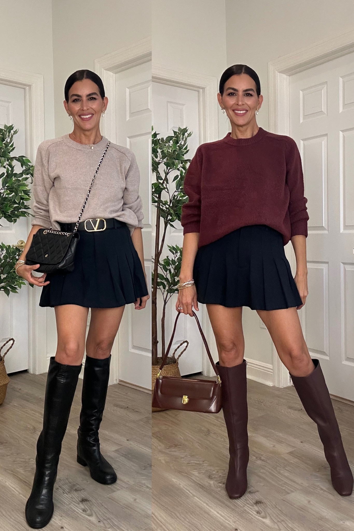 All details & sizing 🍒👇🏼
• Wearing a size small in the skort. 
• size medium, in both sweaters for an oversize fit.
• Love the quality of the bag and is very affordable. Color 1-2 reddish brown .
• these boots are everything. Super stylish super comfortable and available in White calf, so many colors to choose.

#LTKSaleAlert #LTKHoliday #LTKSeasonal
