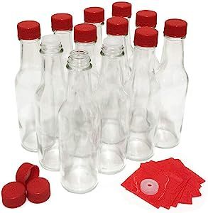 nicebottles Hot Sauce Bottles with Red Caps & Shrink Bands, 5 Oz - Case of 12 | Amazon (US)