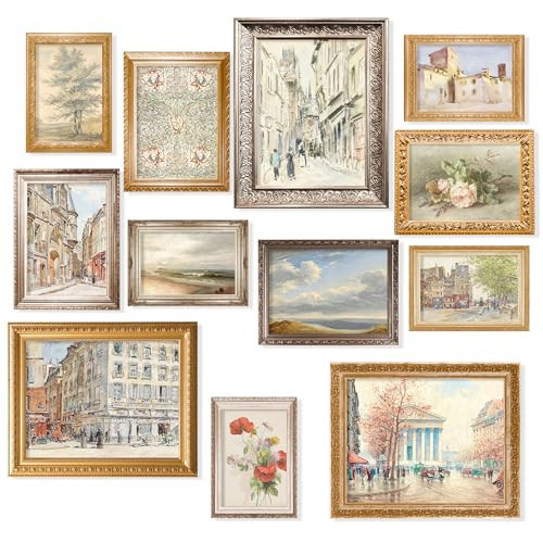97 Decor Vintage French Country Decor - Antique European Posters Gallery Wall Prints, Rustic Cityscape Landscape Paris Pictures, Vintage French Wall Art for Home Bedroom Decorations (Unframed) | Amazon (US)