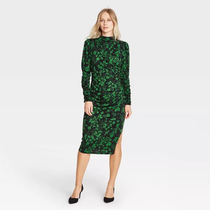 Women's Floral Print Puff Long Sleeve A-Line Dress - Who What Wear™ | Target