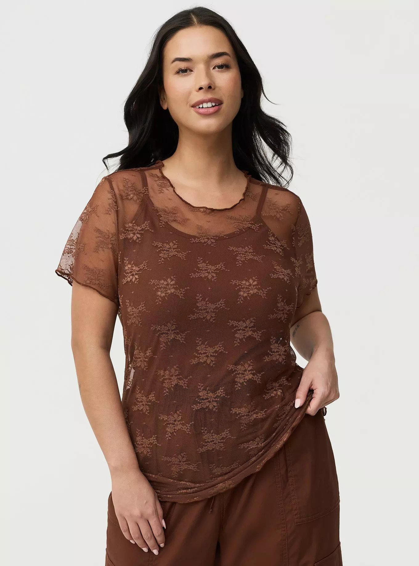 Sheer Lace Short Sleeve Top | Torrid (US & Canada)