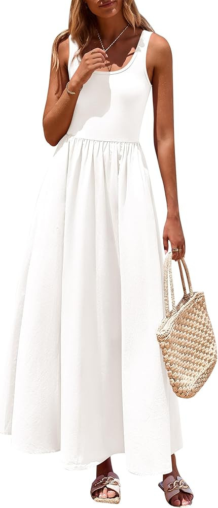 PRETTYGARDEN Womens Summer Casual Scoop Neck Sleeveless Long Dresses Tank Top Patchwork Aline Swi... | Amazon (US)