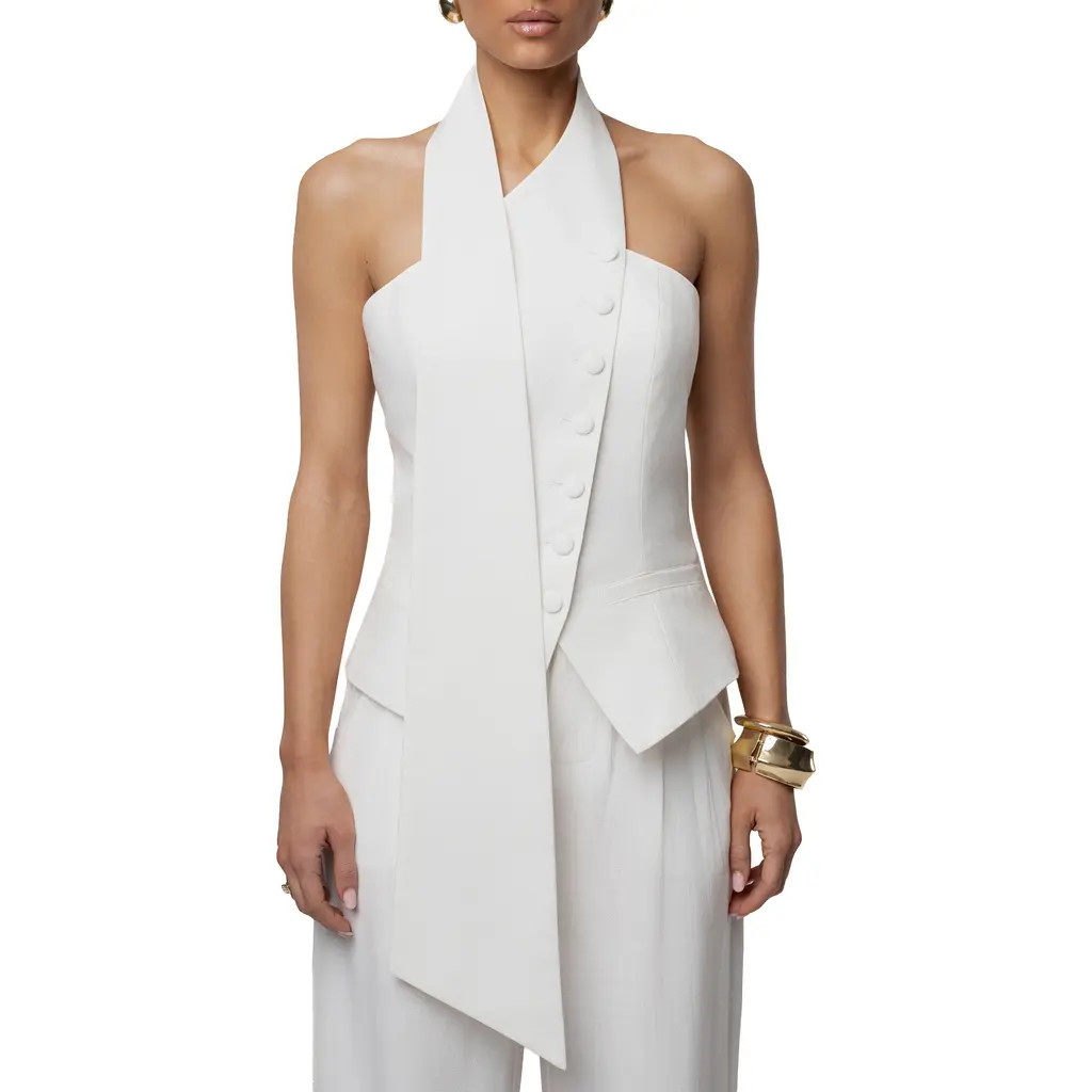 JLUXLABEL Asymmetric Scarf Top in Ivory at Nordstrom, Size X-Large | Nordstrom