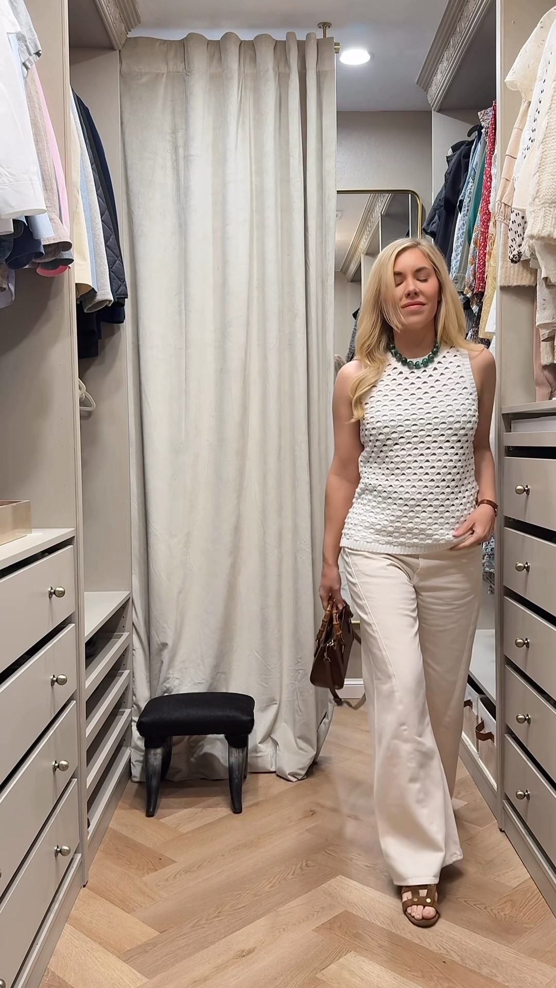 Love the shape of these twist jeans. 
I sized down (there’s no stretch) I’m in 26 instead of my usual 25
Green necklace selling out!!

#LTKgrwm #LTKdayinmylife #LTKootd