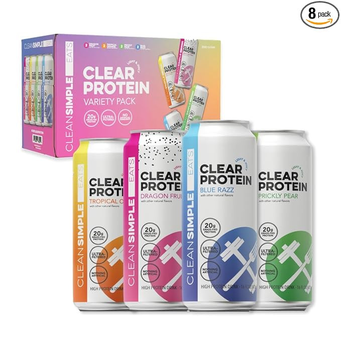 Clean Simple Eats Clear Protein Water, 20G Grass Fed Whey Protein Isolate, Ultra Filtered, Light ... | Amazon (US)