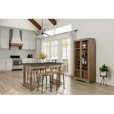 Deemston Kitchen Island W/ 4 Saddle Stools | Wayfair North America