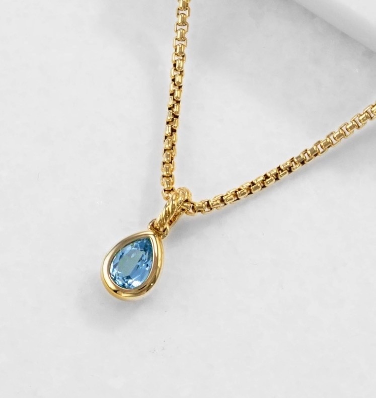 MINI PEAR CUT AMULET
18K Yellow Gold with Sky Blue Topaz, 11mm

The collectible designs can be worn alone on a necklace or paired together to create meaningful expressions of personal style. Inspired

#LTKTravel #LTKWorkwear #LTKootd