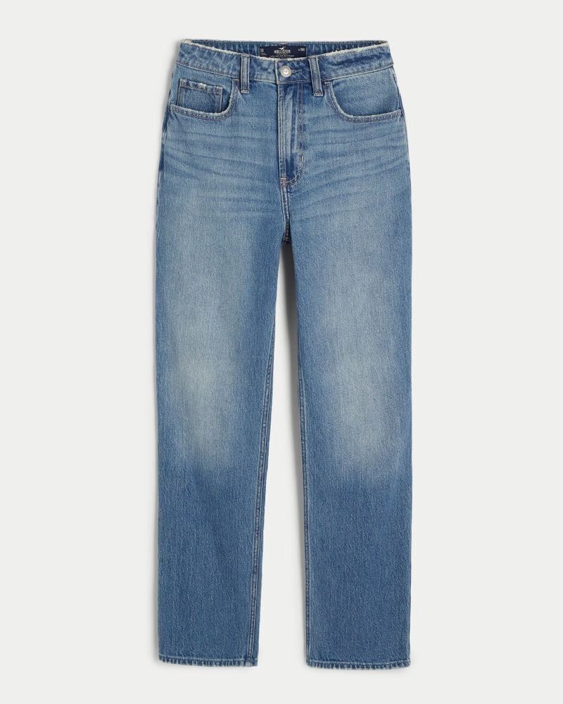Ultra High-Rise Medium Wash 90s Straight Jeans | Hollister (UK)