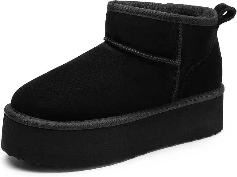DREAM PAIRS FuzzyClassic Platform Mini Boots for Women Suede Genuine Leather, Classic Winter Ankl... | Amazon (US)