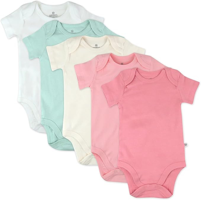 HonestBaby baby-girls 5-pack Short Sleeve Bodysuits One-piece 100% Organic Cotton for Infant and ... | Amazon (US)