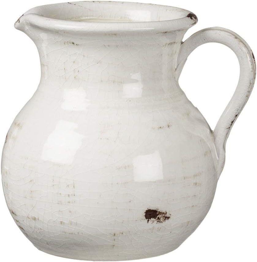 Sullivans White Ceramic Vase, Distressed White Pitcher for Rustic Home Decor, 8 x 9 Inches (CM251... | Amazon (US)