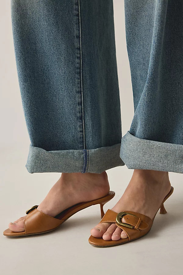 Urban Outfitters UO Polly Buckle Kitten Heel in Tan, Women's at Urban Outfitters | Urban Outfitters (US and RoW)