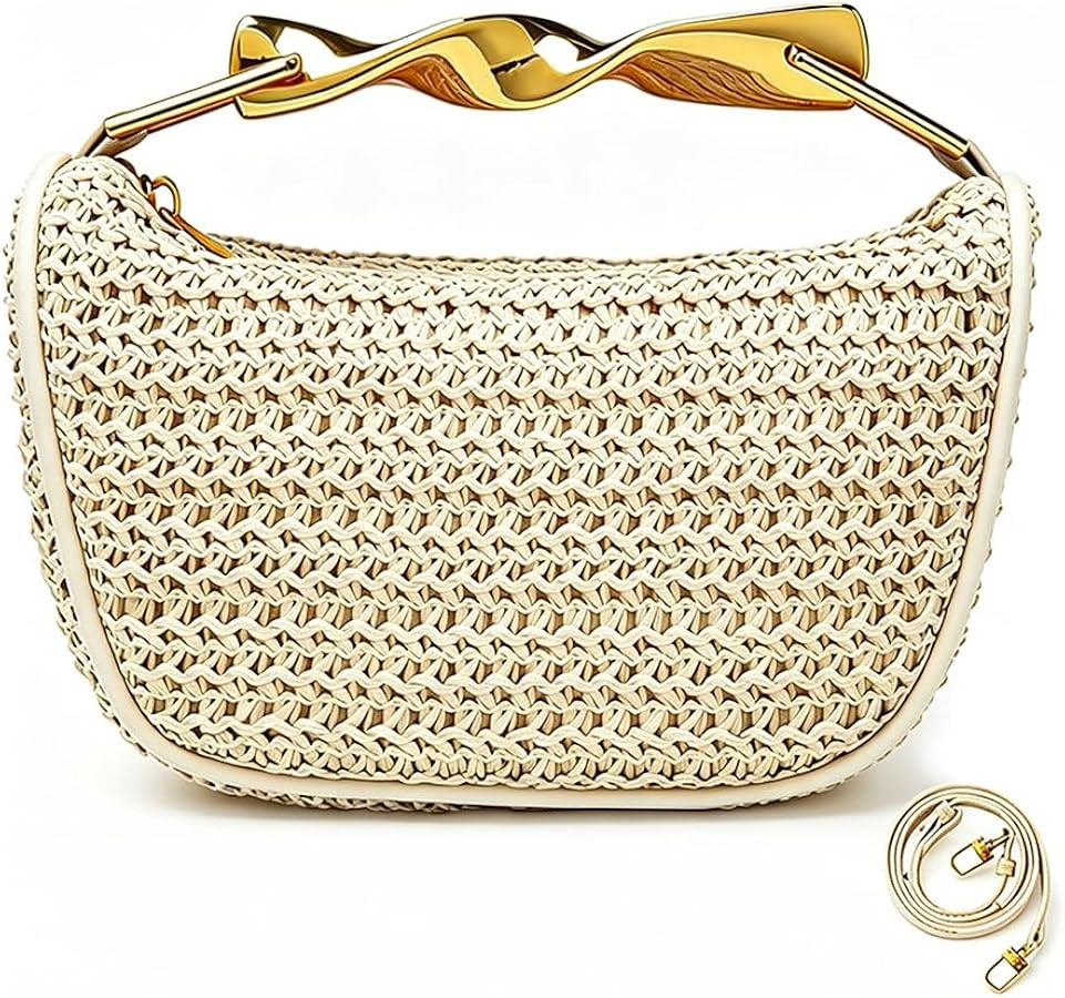 Vacation Clutch Purses Raffia Satchels Handbag with 2 Soulder Straps | Amazon (US)