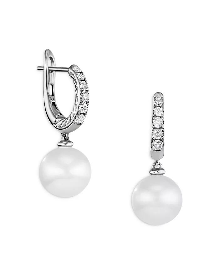 Sterling Silver Pearl Cultured Freshwater Pearl & Diamond Dangle Huggie Hoop Earrings | Bloomingdale's (US)