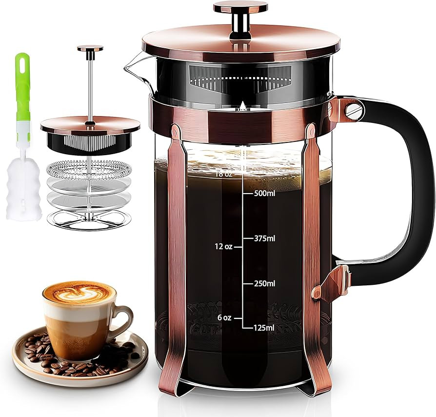 French Press Coffee Maker 304 Stainless Steel Coffee Press,with 4 Filters System, Heat Resistant ... | Amazon (US)