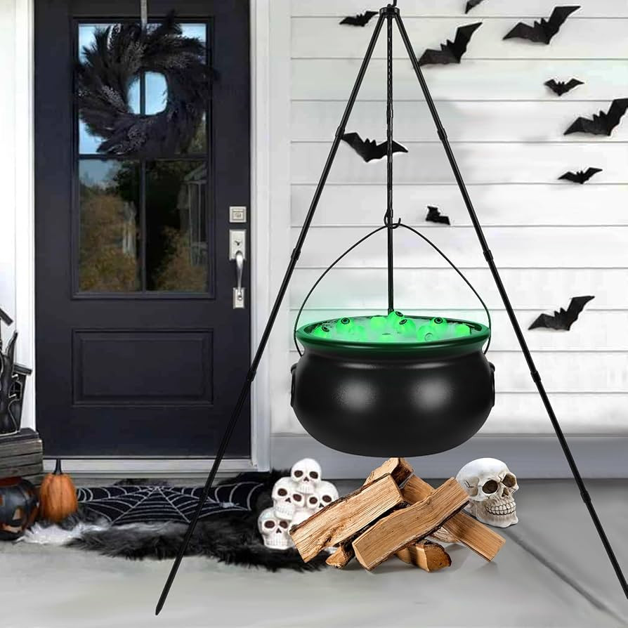 Halloween Decorations Outdoor，Black Plastic Bowl Halloween Party Decoration Large Witches Cauld... | Amazon (US)