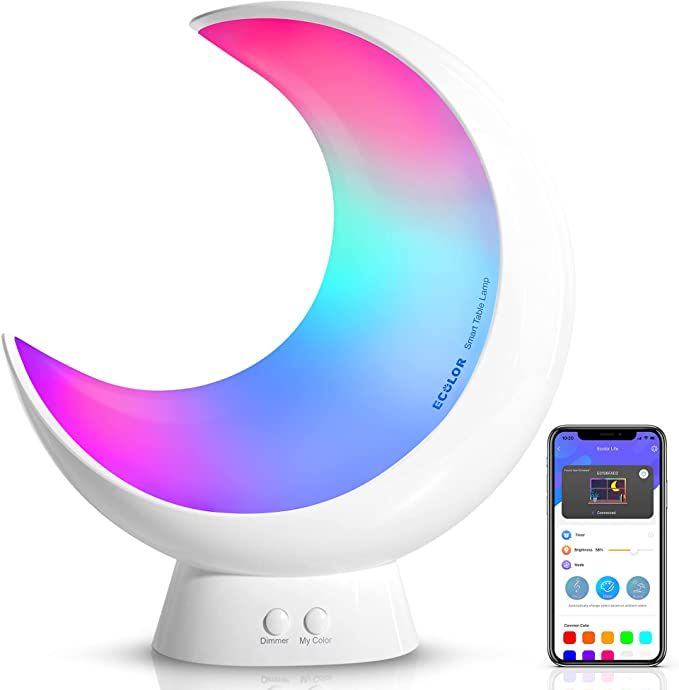 Smart Table Lamp, ECOLOR RGB APP Control Small lamp, Bedside Lamp with Scene Mode and Music Mode,... | Amazon (US)