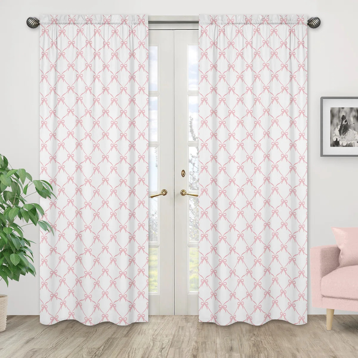 Ballerina and Ballet Bows Microfiber Semi-Sheer Rod Pocket Curtain Panels Drapes (Set of 2) (Set ... | Wayfair North America