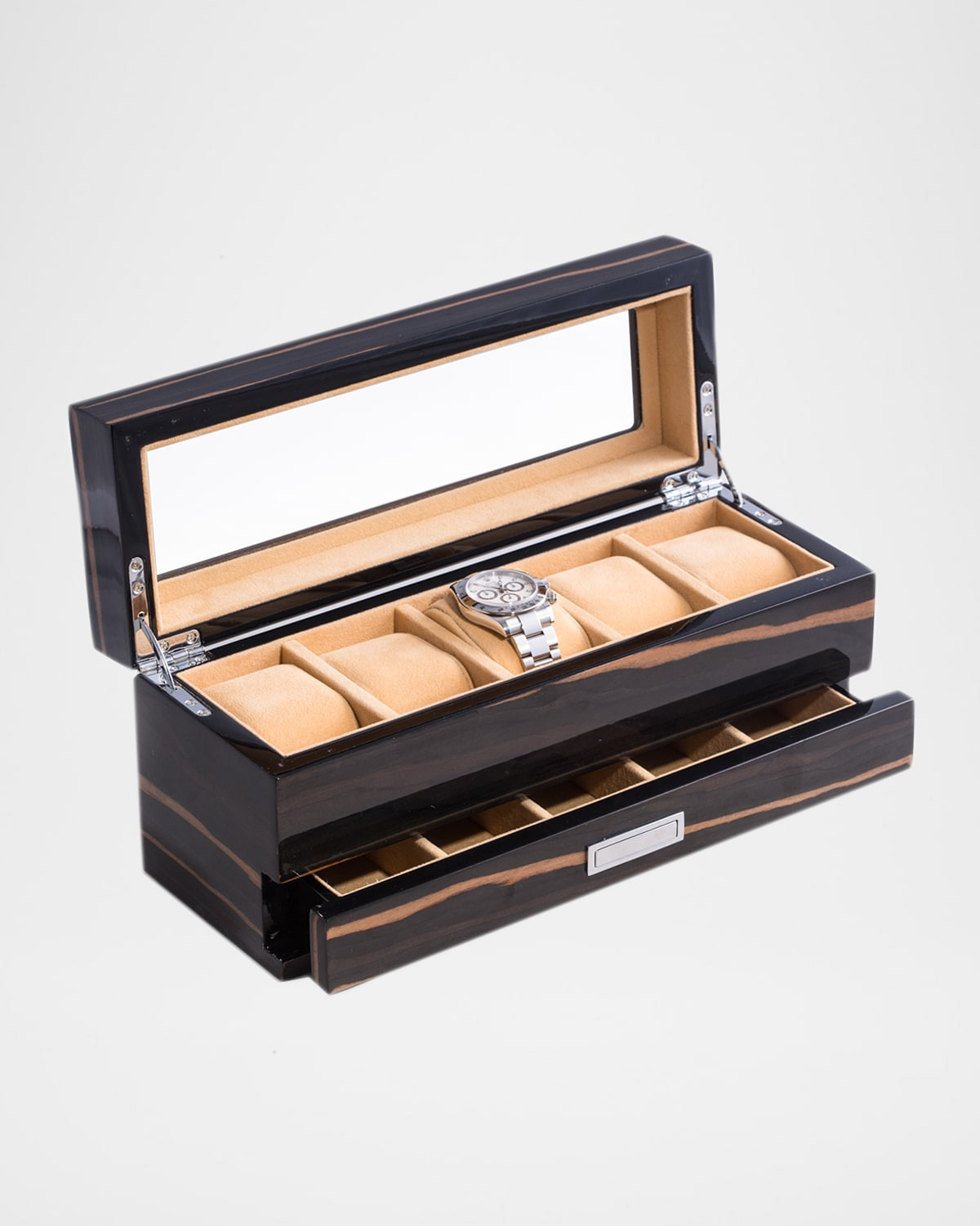 Bey-Berk 5-watch lacquered wood storage box