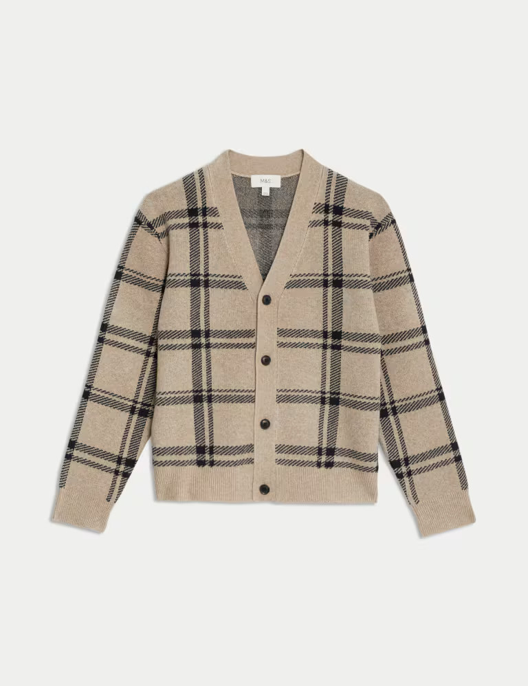 Checked V-Neck Cardigan | Marks & Spencer (UK)