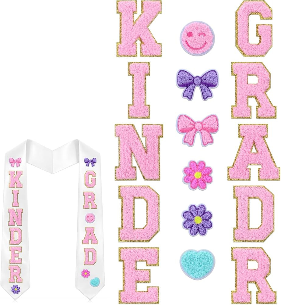 Letter Chenille Patch for Preschool Kindergarten Graduation Sash Cap Gown Certificate Decor DIY P... | Amazon (US)