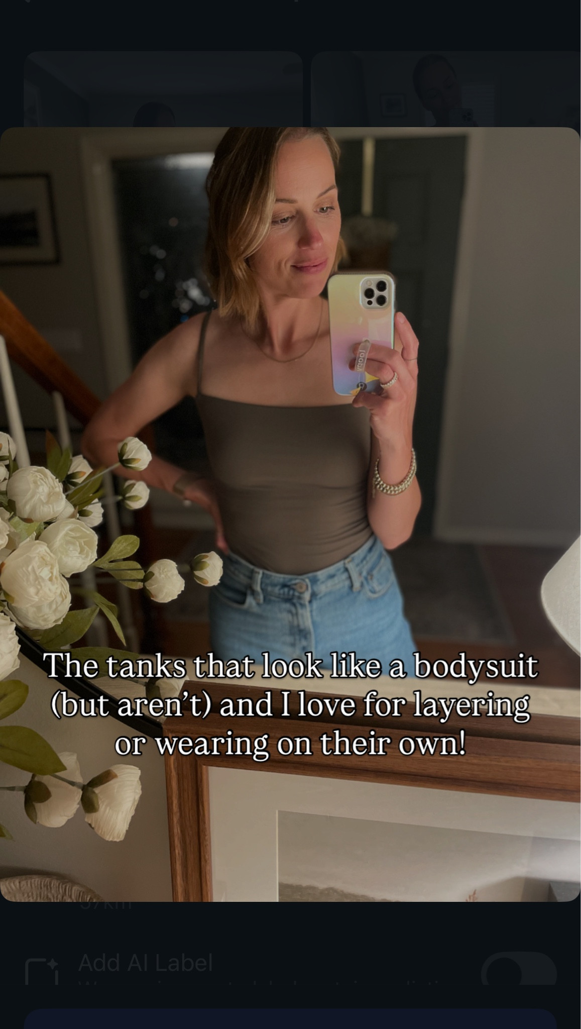 I loooove this tank! It is so soft, I love that it looks like a body suit without being one, and it doesn’t budge thanks to the elastic bottom!

#LTKFindsUnder50 #LTKSaleAlert #LTKStyleTip