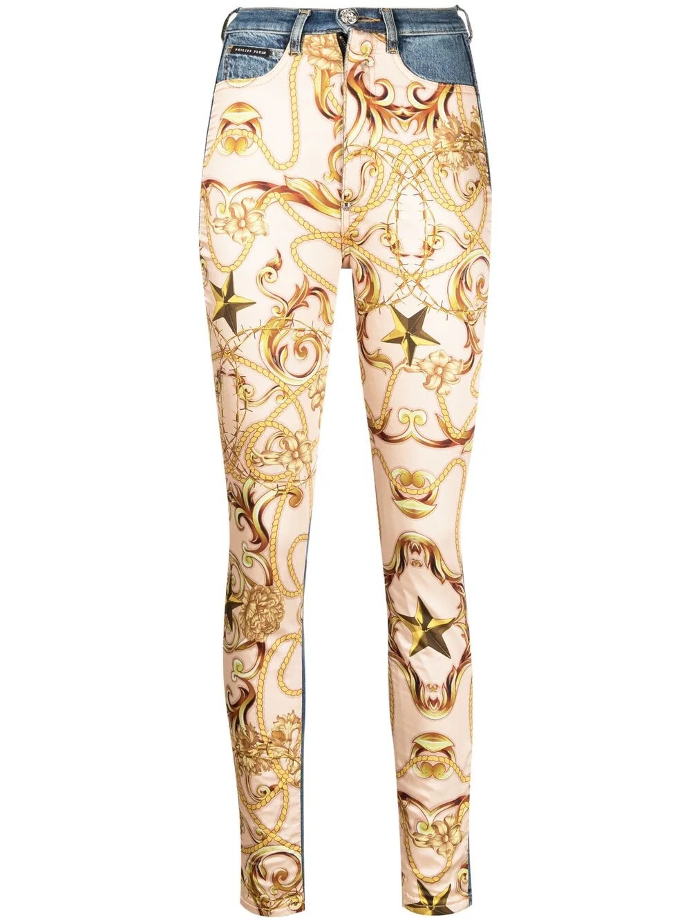 Philipp Plein baroque-print skinny jeans - Neutrals | Farfetch Global