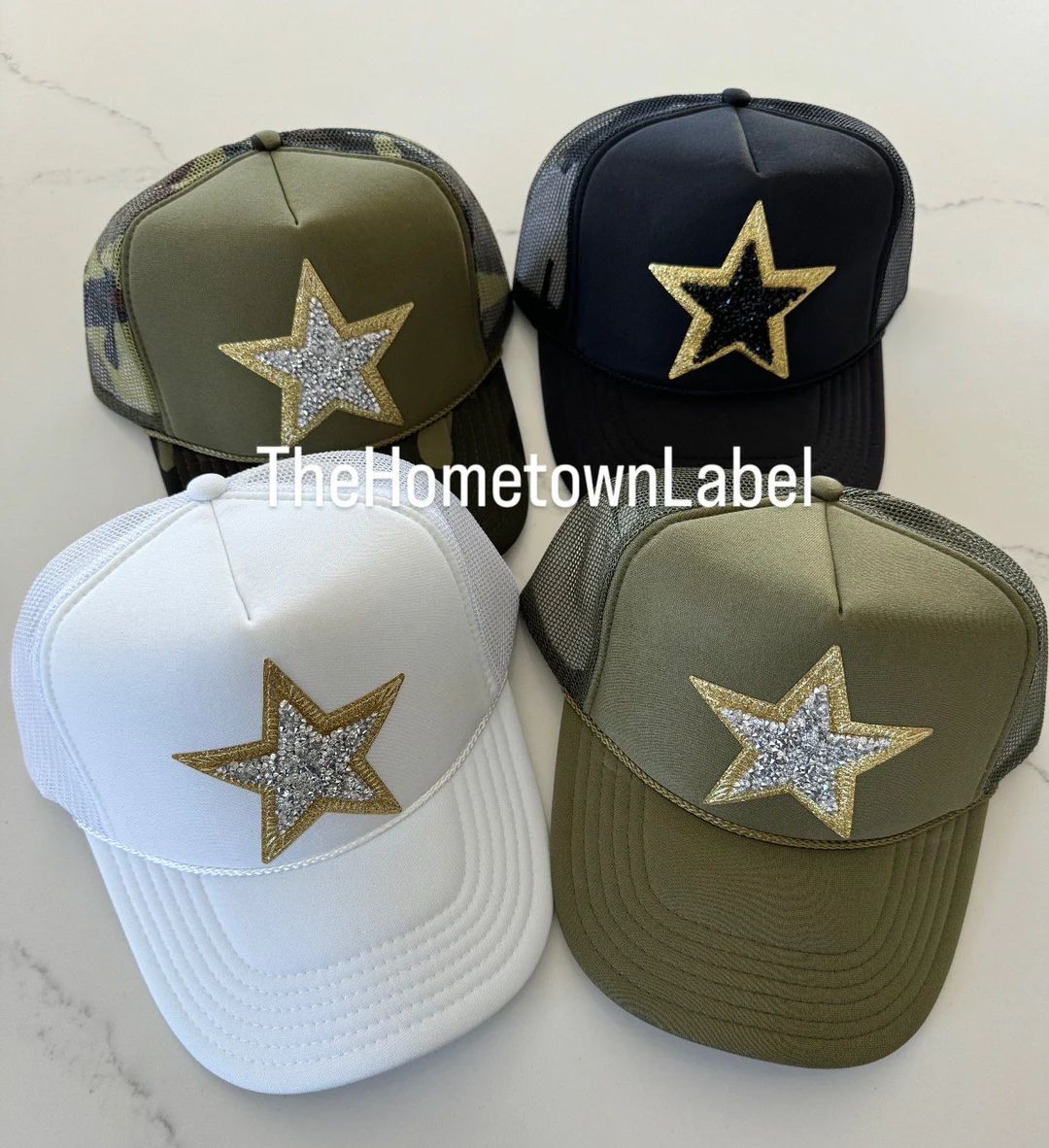 Rhinestone Star Dual Trucker Hat - Etsy | Etsy (US)