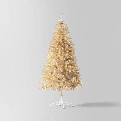 6.5' Pre-Lit Tinsel Artificial Christmas Tree Gold - Wondershop™ | Target