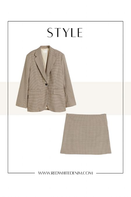 Fall Houndstooth Blazer Skirt Neutral Plaid Set

Wearing size small in blazer (TTS) and size 8 in skirt (size up)