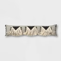 Bed Lumbar Global Fringe Decorative Pillow Black/Cream - Opalhouse™ | Target