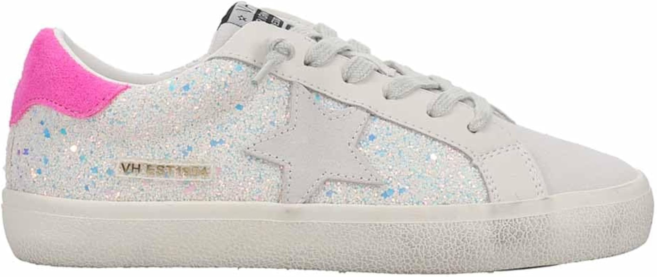 VINTAGE HAVANA Womens Flair Glitter Lace Up Sneakers Shoes Casual - Pink, White | Amazon (US)