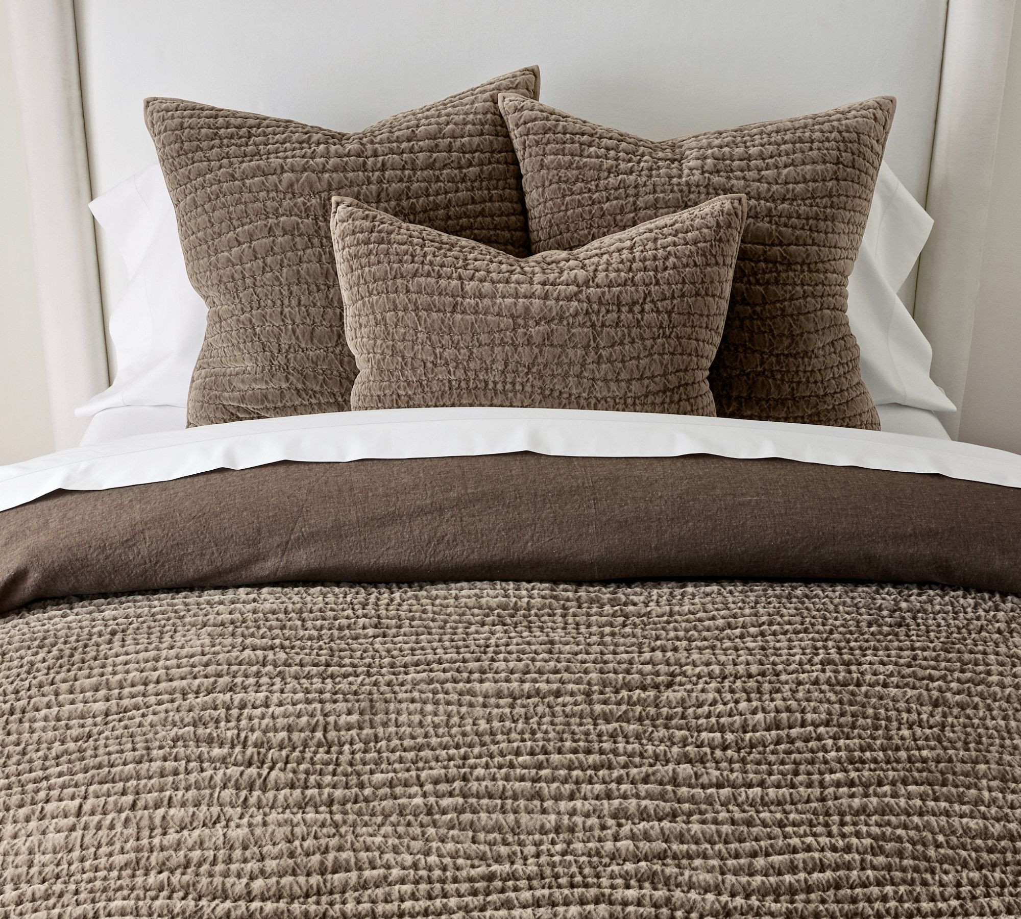 Washed Velvet Handcrafted Quilt, Mochaccino, Full/queen | Pottery Barn (US)
